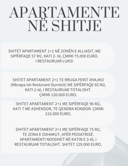 Tirane, shitet 1+1+Ballkon Kati 2, 57 m² 75.000 € (ALLIAS-OXHAKU-ISH PROFARMA-ALI DEMI-RRUGA E KAVAJES-RRUGA FERIT XHAJKO)