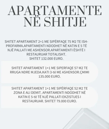 Tirane, shitet 1+1+Ballkon Kati 2, 57 m² 75.000 € (ALLIAS-OXHAKU-ISH PROFARMA-ALI DEMI-RRUGA E KAVAJES-RRUGA FERIT XHAJKO)