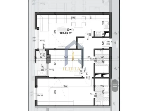 Tirane, shes apartament 2+1+Ballkon Kati 4, 104 m² 140.130 €