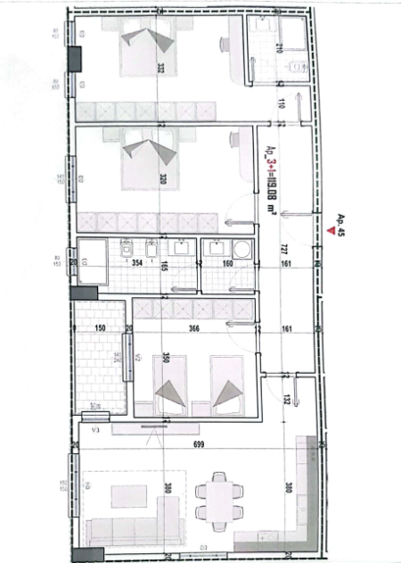 Tirane, shes apartament 3+1+Ballkon Kati 4, 138 m² 129.000 € (Rezidenca Point Centre, Kamez)