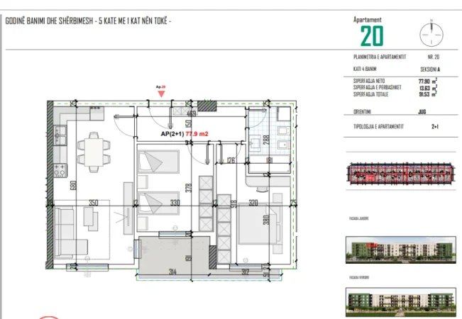 Tirane, shitet apartament 2+1+Ballkon Kati 4, 91 m² 73.200 € (Bulevardi Blu Kamez)
