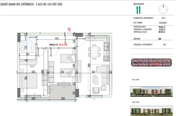 Tirane, shitet apartament 2+1+Ballkon Kati 2, 92 m² 73.600 € (Bulevardi Blu Kamez)