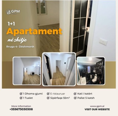 Tirane, shitet 1+1 Kati 4, 55 m² 120.000 € (4 Deshmoret)