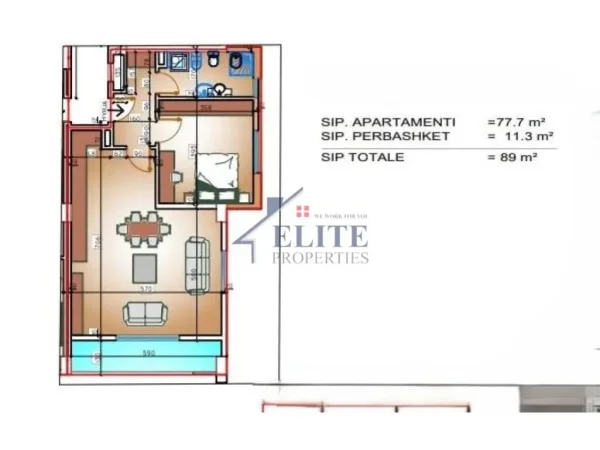 Tirane, shitet apartament 1+1+Ballkon Kati 8, 89 m² 80.100 € (Kamez)