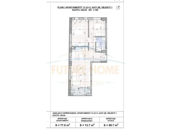 Tirane, shitet apartament 2+1 Kati 1, 91 m² 132.910 € (UNAZA RE)  UNA42172