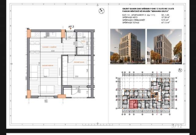 SHESIM APARTAMENT 1+1, ISH FUSHA E AVIACIONIT! Kati 5, 67 m² 67.000 Euro (Benjamin Kruta)