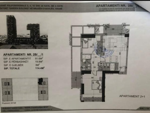 Tirana Garden Building, shesim apartament 2+1! Kati 6, 114 m² 192.000 Euro (Rruga e Kavajes)