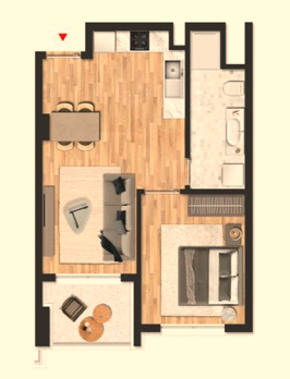 Durres, shes apartament 1+1+Ballkon Kati 2, 58 m² 80.000 € (Adriatic Garden Residences, Golem)
