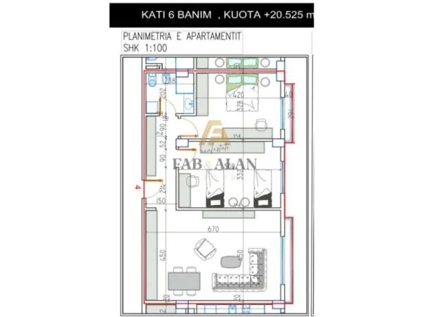 Tirane, shitet apartament 2+1 Kati 6, 99 m² 79.100 € (Bathore)