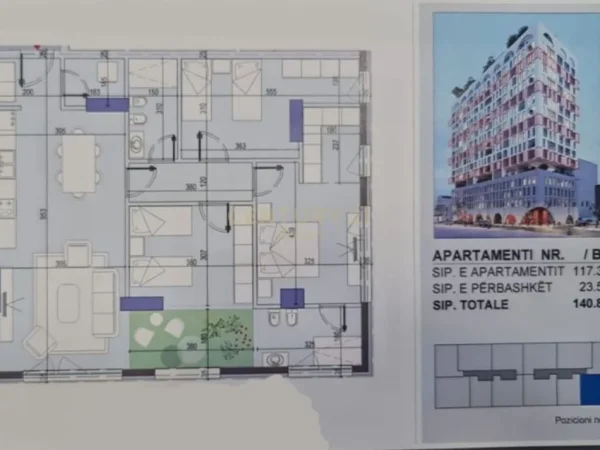 Tirane, shes apartament 3+1+Aneks+Ballkon Kati 3, 141 m² 316.800 € (WHITE TOWER)