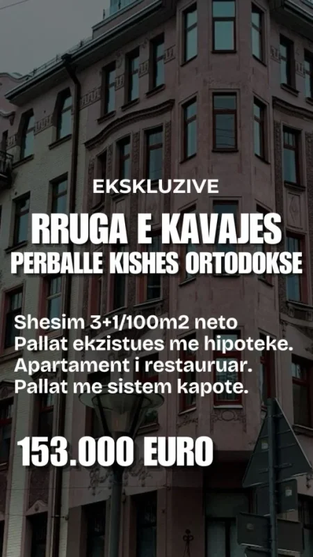 Tirane, shitet apartament 3+1 , 100 m² 153.000 € (Kisha Ortodokse)