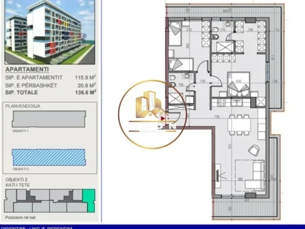 Apartament 2+1 në Shitje tek Univers City!