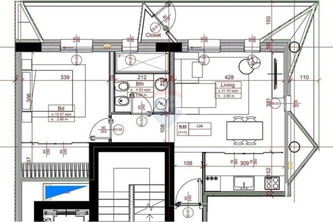 Tirane, jepet me qera apartament 1+1 Kati 6, 93 m² 1.300 € (Kompleksi Dinamo)