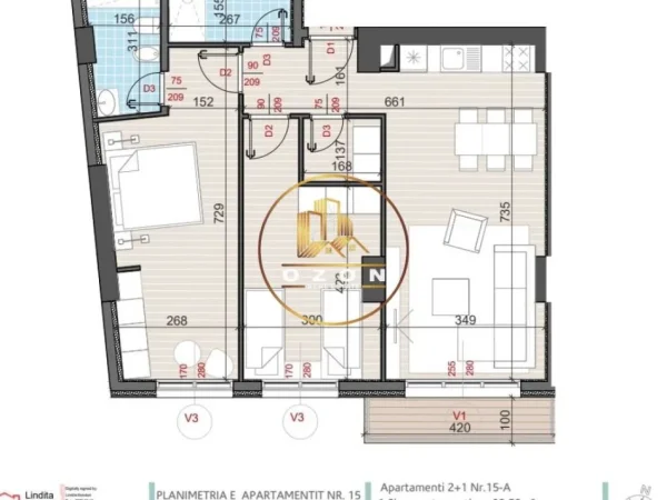 Apartament 2+1+2 në Shitje tek Golden Gate Materniteti i Ri!