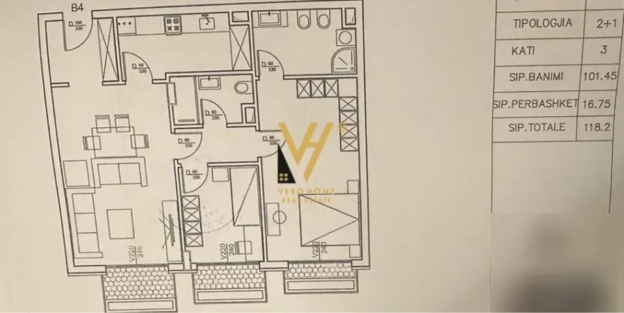 Tirane, shitet apartament 2+1+Ballkon Kati 3, 118 m² 292.200 € (LIQENI I THATE)