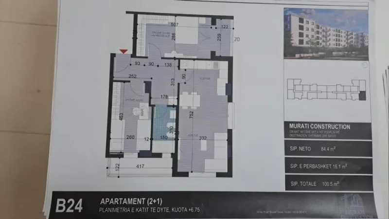 Tirane, shitet apartament 2+1+Ballkon Kati 2, 100 m² 85.425 € (Kamez)