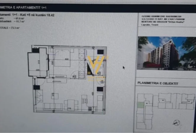 Tirane, shitet apartament 1+1+Ballkon Kati 5, 73 m² 125.000 € (LAPRAKE)
