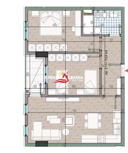 Tirane, shitet apartament 2+1+Ballkon Kati 6, 87 m² 87.550 € (Ne Univers City)