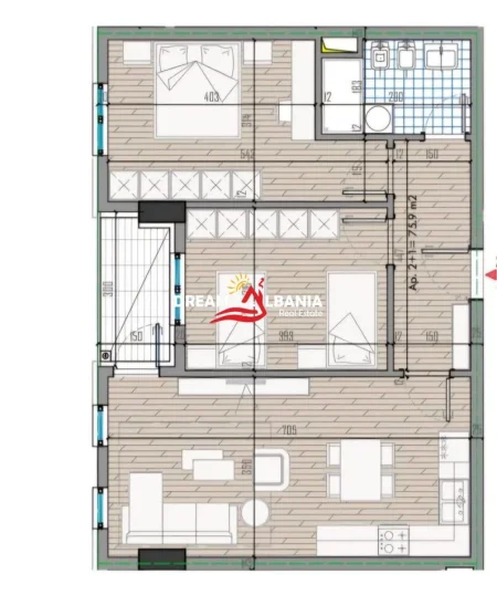 Tirane, shitet apartament 2+1+Ballkon Kati 6, 87 m² 87.550 € (Ne Univers City)