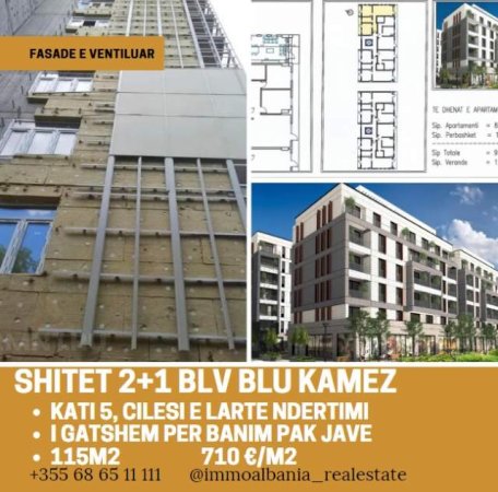 Tirane, shitet apartament 2+1+BLK Kati 5, 115 m² 710 Euro/m2 (BLV Blu)