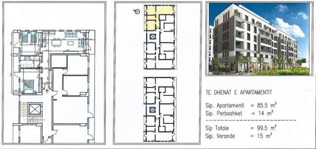 Tirane, shitet apartament 2+1+BLK Kati 5, 115 m² 710 Euro/m2 (BLV Blu)