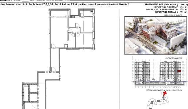 Tirane, shes apartament Kati 6, 114 m² 138.000 Euro (rruga e Dibres)