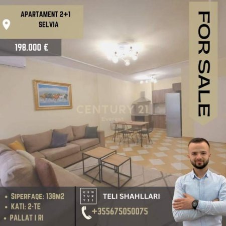 Tirane, shitet apartament 2+1+BLK Kati 2, 138 m² 198.000 Euro (Selvia)