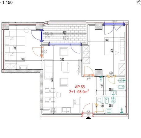 Tirane, shes apartament 2+1+Aneks+Ballkon Kati 8, 118 m² (Mara Residence)
