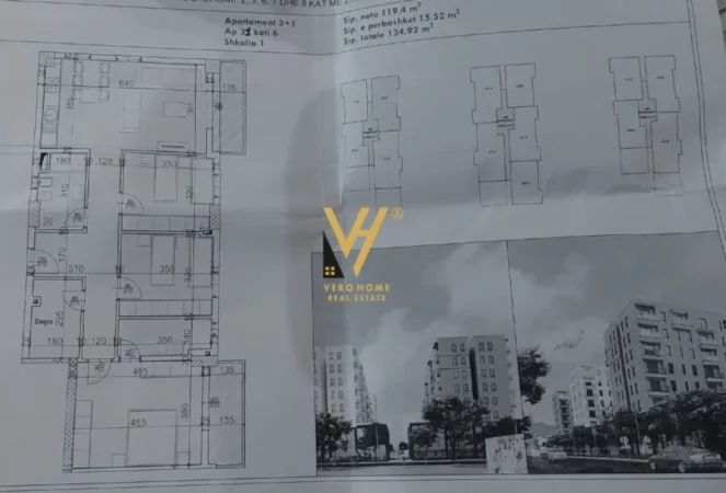 Tirane, shitet apartament 2+1+Ballkon Kati 6, 134 m² 278.000 € (PORCELAN)