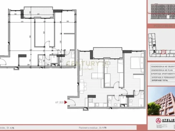 Tirane, shes apartament 2+1+Aneks+Ballkon Kati 3, 109 m² 157.700 € (Rruga 5 Maji)