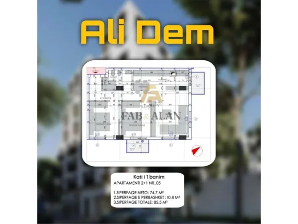 Tirane, shitet apartament 2+1 Kati 1, 86 m² 132.500 € (Ali Dem)