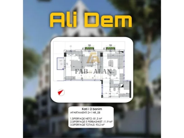 Tirane, shitet apartament 2+1 Kati 2, 93 m² 144.460 € (Ali Dem)