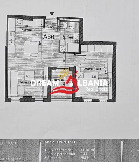 Tirane, shitet apartament 1+1+Ballkon Kati 6, 70 m² 78.000 € (Ne kompleksin Univers City)