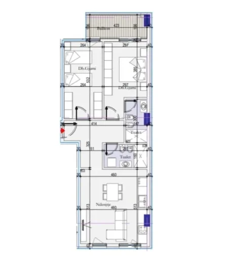 Tirane, shitet apartament 2+1 Kati 7, 106 m² 122.000 € (Tirana Entry II prane Doganes)