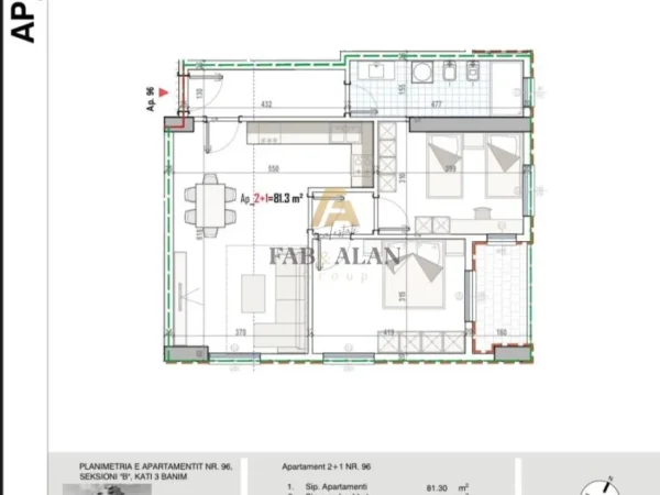 Tirane, shitet apartament 2+1 Kati 3, 95 m² 80.500 € (Kamez)