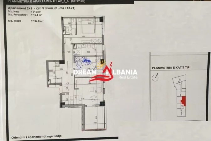 Tirane, shitet apartament 2+1 Kati 3, 107 m² 225.960 € (Qender)