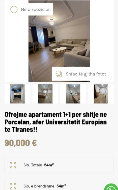 Tirane, shitet apartament Kati 4, 54 m² 90.000 € 