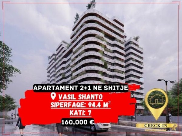 Tirane, shitet apartament 2+1+BLK Kati 7, 94 m² 160.000 Euro (Vasil Shanto)