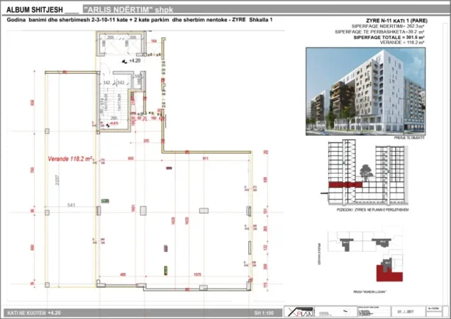 Tirane, shes ambjent biznesi Kati 1, 450 m² 1.290.000 € (Muhedin llagani)