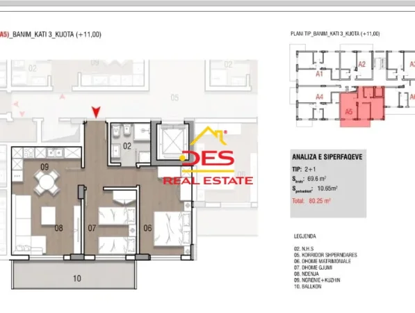 Vlore, shitet apartament 2+1+Ballkon Kati 3, 80 m² 112.350 € (Rruga Mis Durhan)