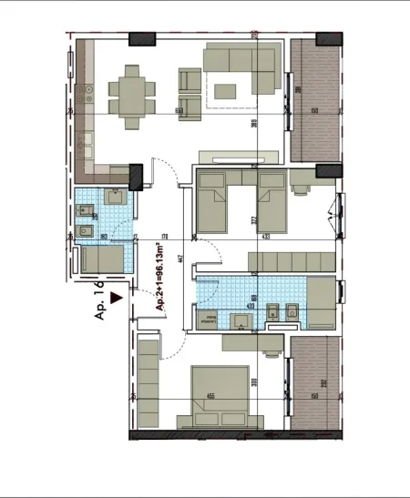 Tirane, shitet apartament 1+1+Aneks+Ballkon Kati 4, 96 m² 116.550 € 