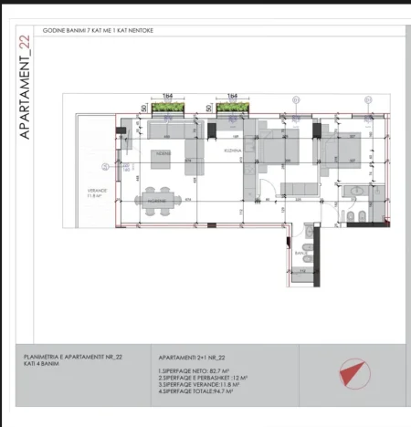Shitet apartament+verande | Penthouse 2+1 Kati 4, 106 m² (Ali Demi)