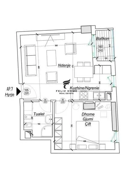Tirane, shitet apartament 1+1 Kati 3, 67 m² 95.000 € (ALI DEMI)