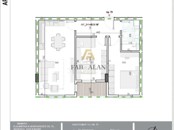 Tirane, shitet apartament 2+1 Kati 8, 94 m² 73.400 € (Kamez)