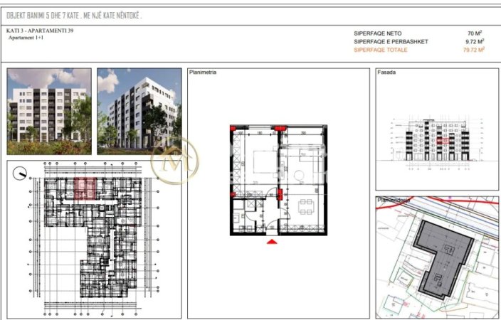 Tirane, shitet apartament 1+1 Kati 3, 79 m² 79.000 € (Paskuqan)