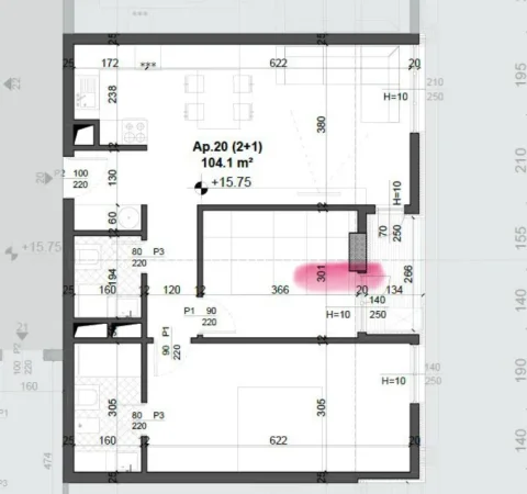 Tirane, shitet apartament 2+1+Aneks+Ballkon Kati 4, 104 m² 135.000 € (Okazion fusha Aviacionit)