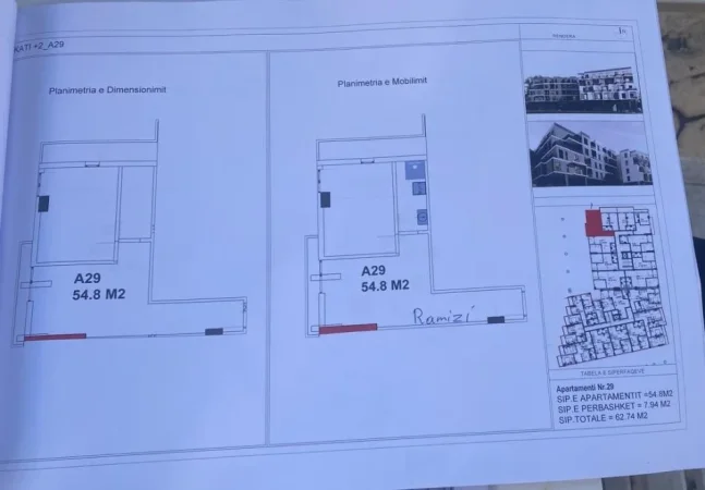 Durres, shitet apartament 1+1+Ballkon Kati 2, 63 m² 56.466 € (Mali Robit)