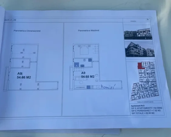 Durres, shitet apartament 1+1+Ballkon Kati 1, 63 m² 56.340 € (Mali Robit)