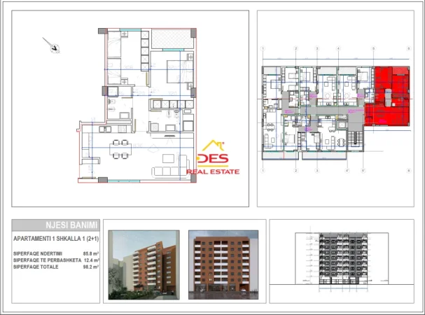 Vlore, shitet apartament 2+1+Ballkon Kati 5, 98 m² 147.300 € (Rruga Pelivan Leskaj)