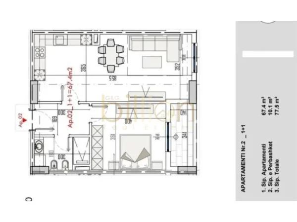 Tirane, shitet apartament 1+1 Kati 5, 78 m² 93.000 € (Paskuqan, Tirana, Albania)